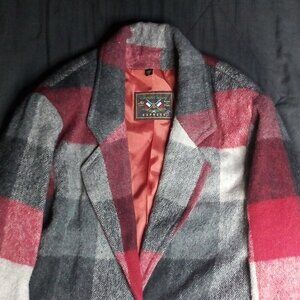 Vintage Express French Country Check Blazer Coat Jacket Workwear Chore